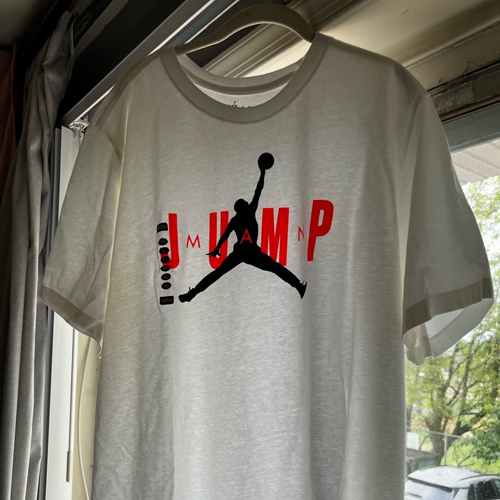 XXL Air Jordan jump man logo tee white, black and neon orange